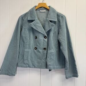Bryn Walker Women's Waffle Corduroy Jacket Size M Sage Green Scandi Hipster Chic